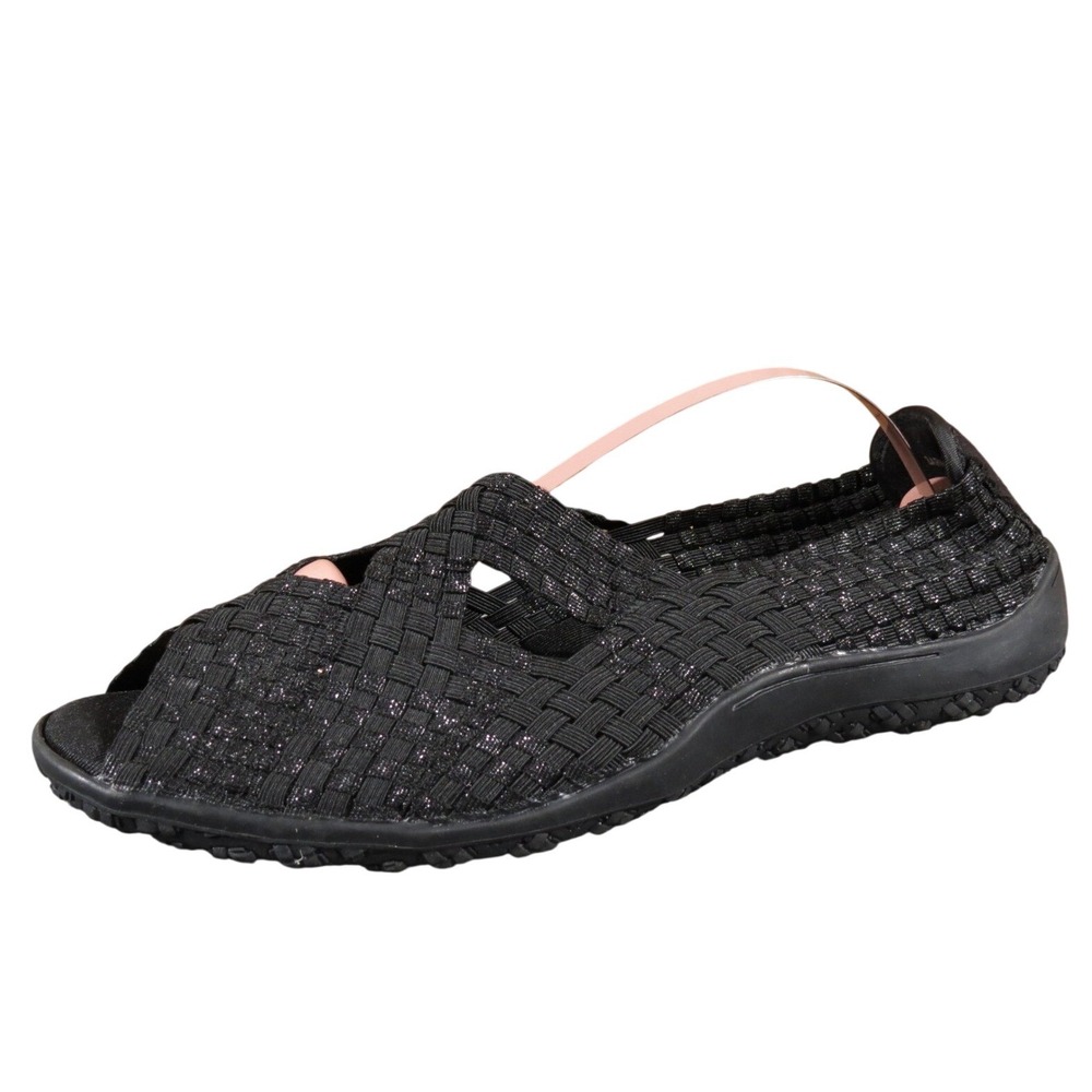 Zee Alexis Women Size 42 Black‎ Metallic Woven Open Toe Sandal Casual Comfort